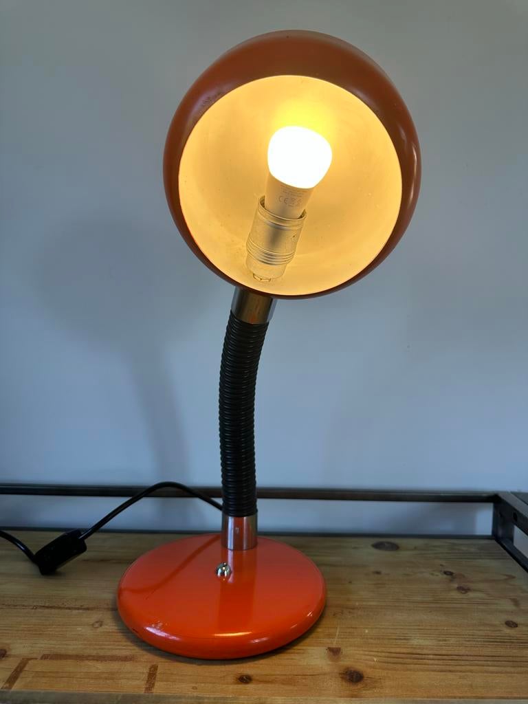 Retro oranje tafellamp / Space Age / 70s, Ophalen of Verzenden, Gebruikt, Metaal, Minder dan 50 cm