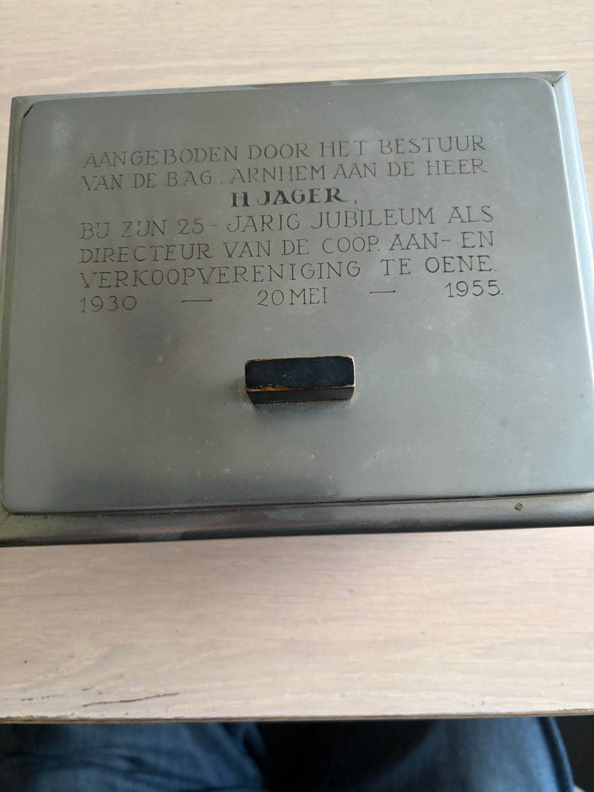 Sigarendoos BAG Arnhem t.g.v. 25-jarig jubileum CAVV Oene, Ophalen of Verzenden