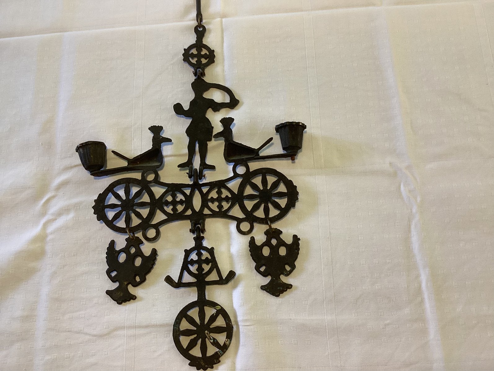 Foto 9 van Vintage Byzantijnse Wandkandelaar. Brons Zwart Gepatineerd