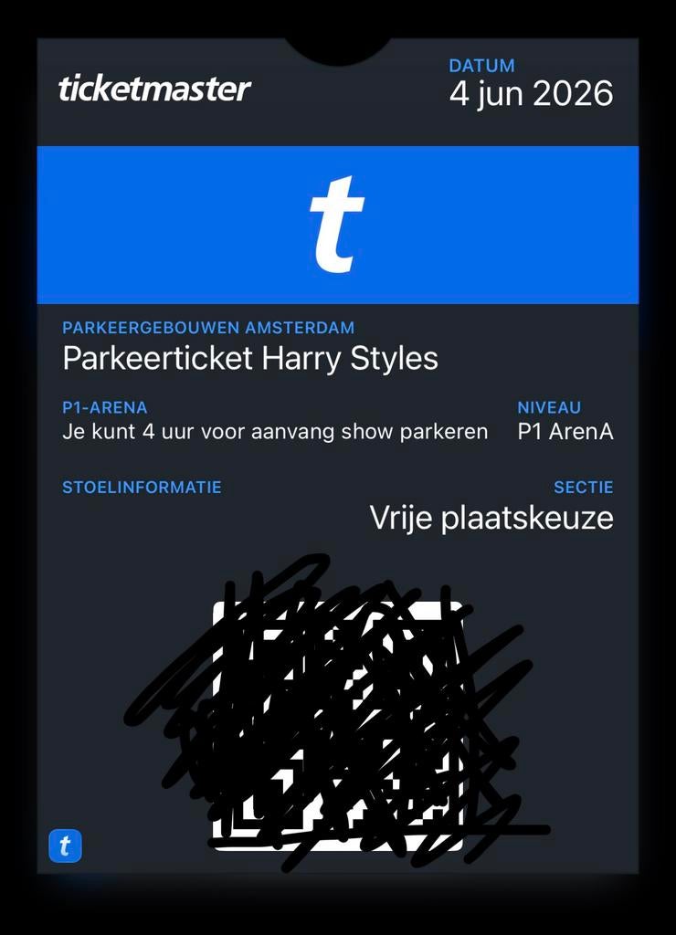 Parkeerticket 4 juni Harry Styles P1 Arena, Tickets en Kaartjes, Eén persoon, Juni