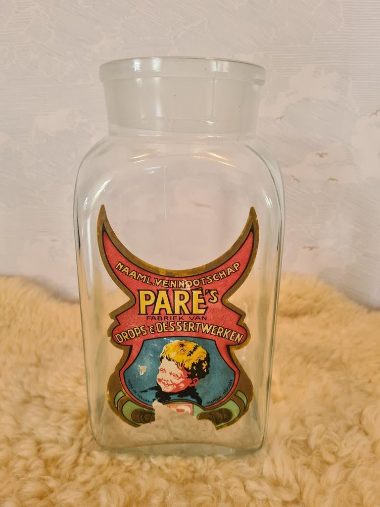 Vintage glazen snoeppot / kruidenierspot, Antiek en Kunst, Ophalen of Verzenden