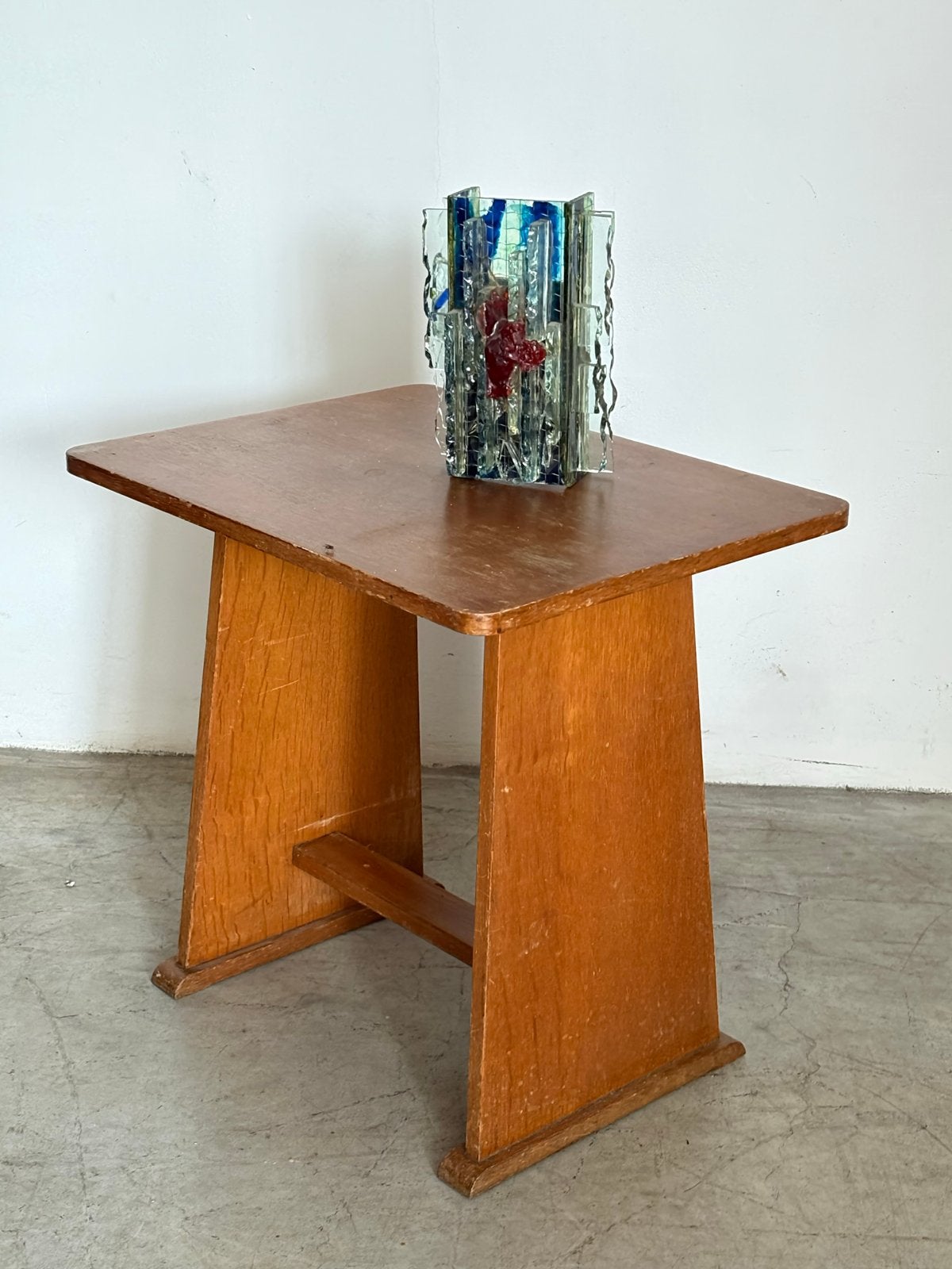 Vintage Bijzettafel - Houten Design, Gebruikt, 55 tot 75 cm, Rechthoekig, Hout