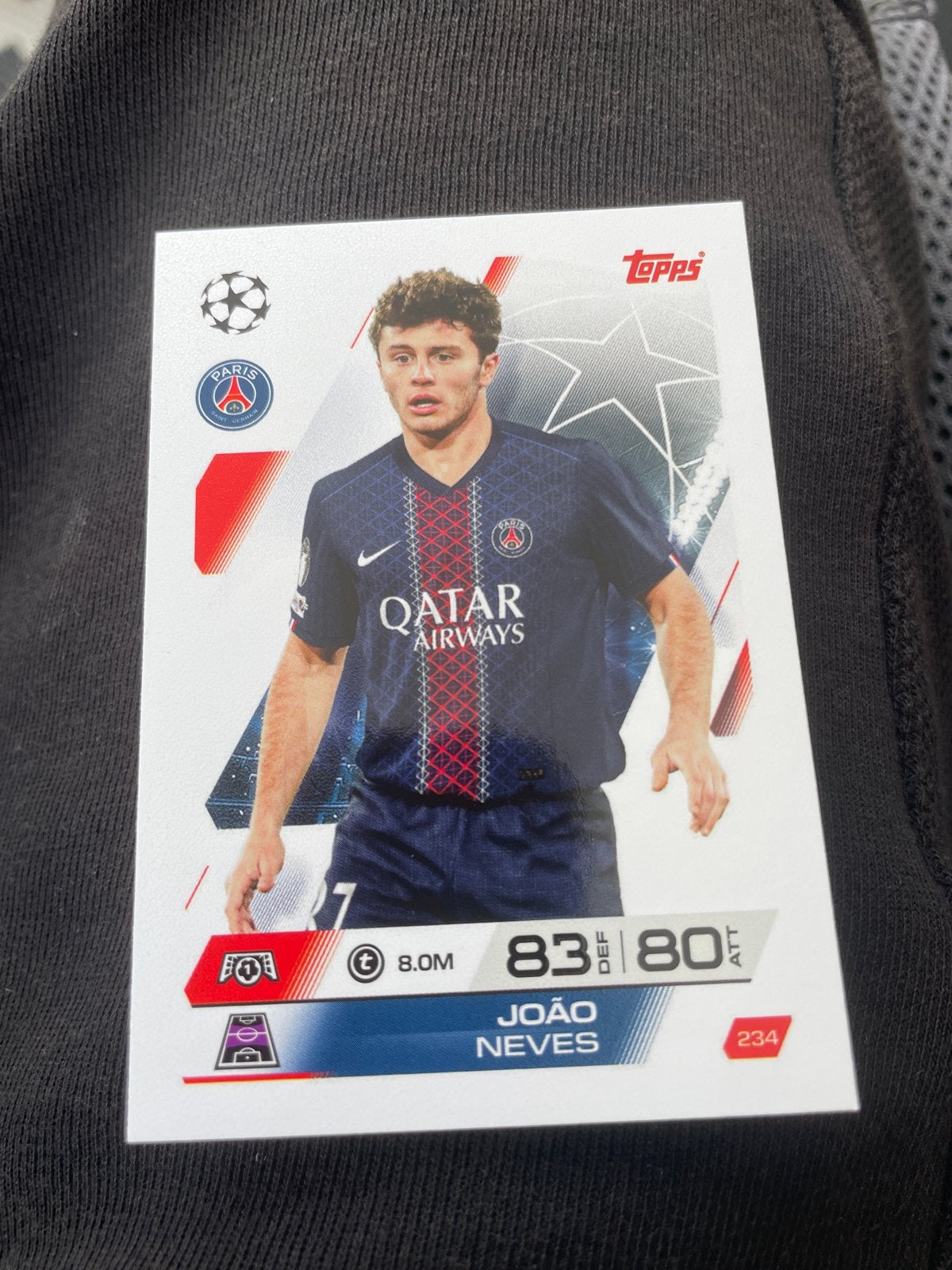 Topps Match Attax João Neves PSG Spelerskaart, Verzenden, Zo goed als nieuw, Buitenlandse clubs, Spelerskaart
