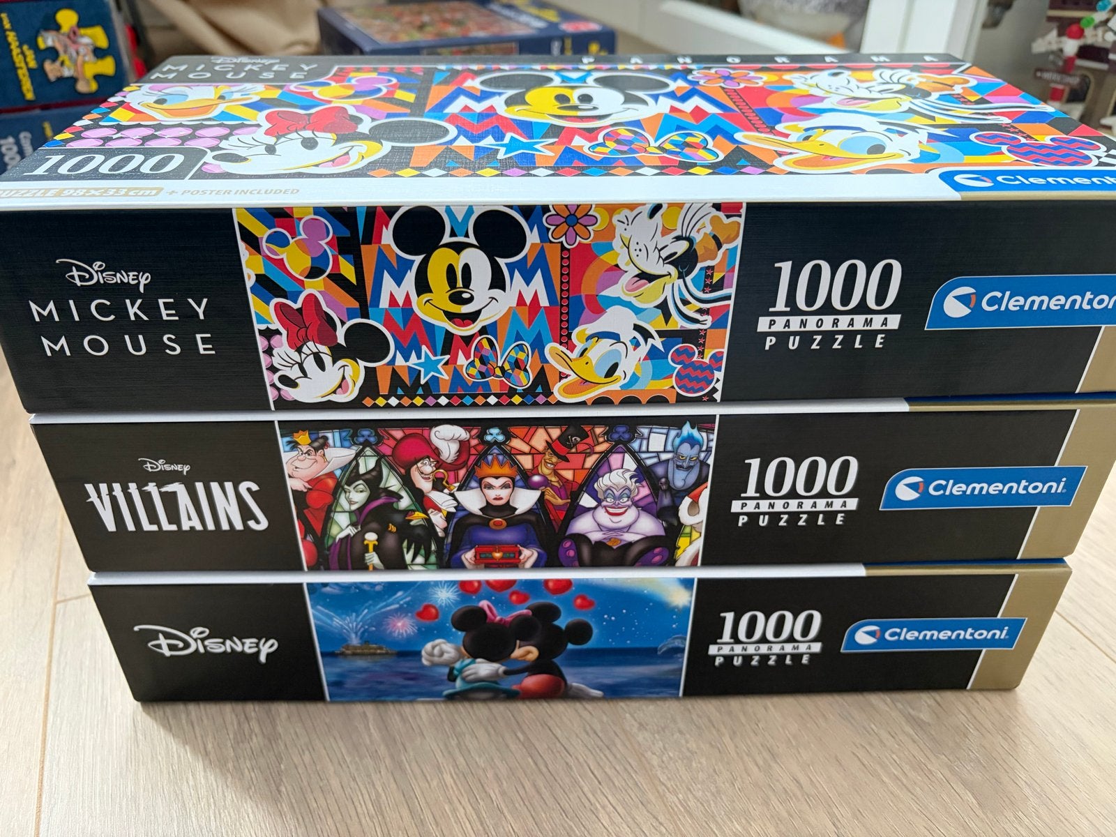 3x Disney Panorama Puzzel 1000 stukjes - Clementoni, Een of twee spelers, Ophalen, Zo goed als nieuw