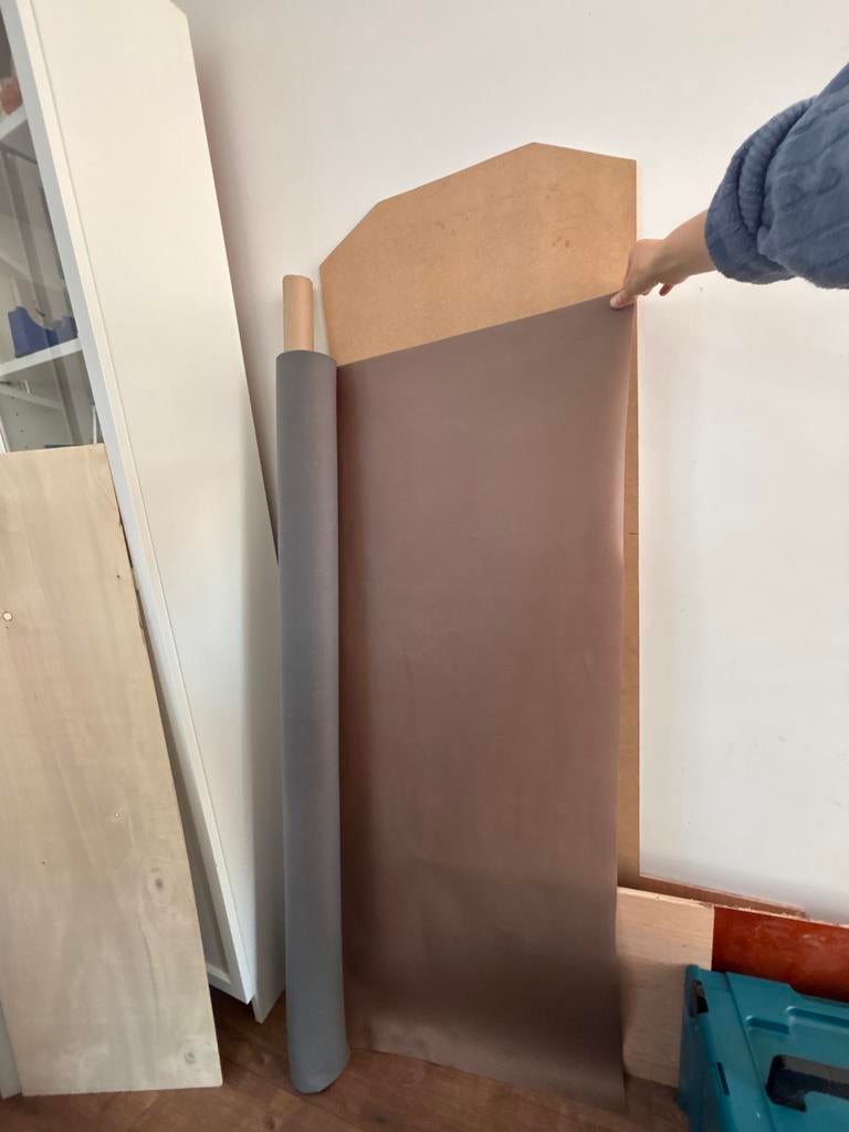Skai leer look bekleding voor camperbus - Bruin/Grijs, Ophalen, Gebruikt, Bruin, 120 cm of meer