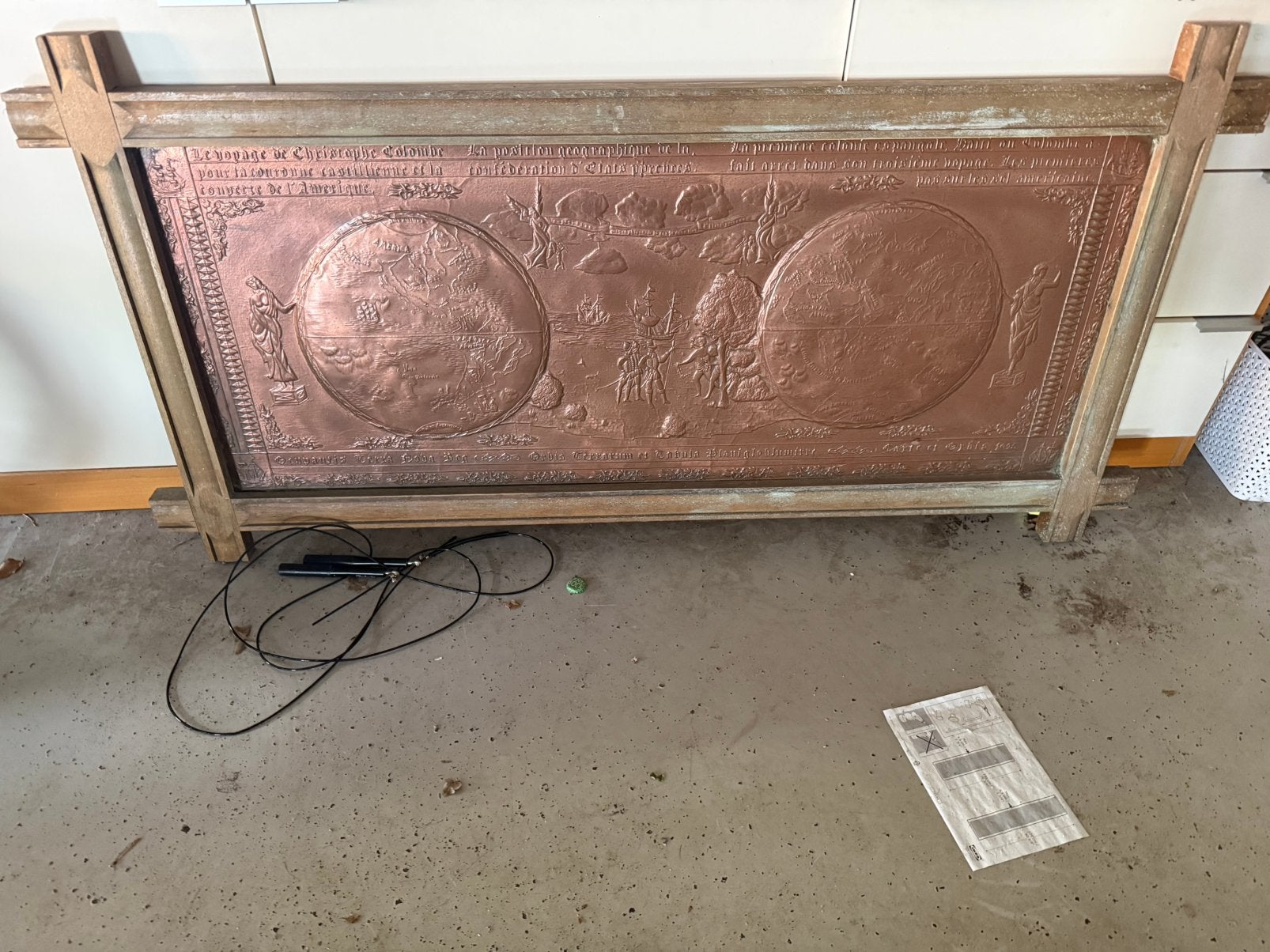 Koperen schilderij met eiken lijst, Doe-het-zelf en Verbouw, Verwarming en Radiatoren, 30 tot 80 cm, Radiator, Minder dan 60 cm