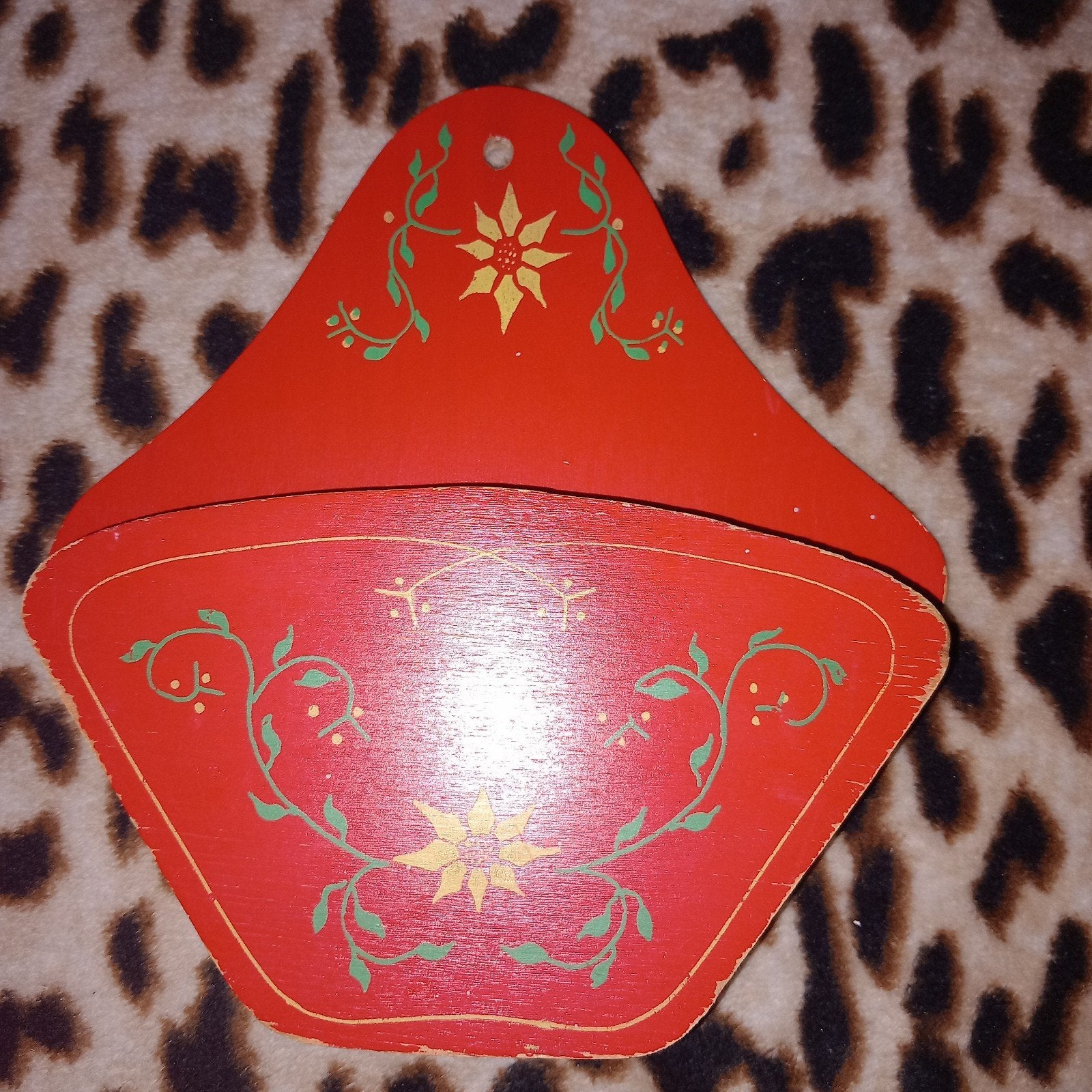 Vintage Houten Koffiefilterhouder Rood met Bloemen, Hout, Ophalen of Verzenden, Rood, Overige merken
