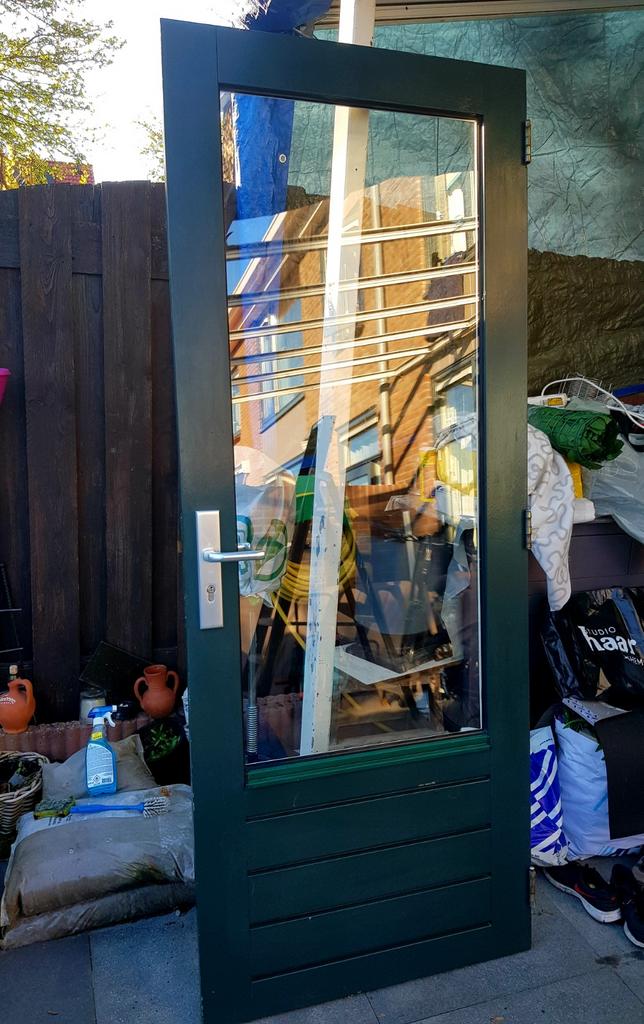 Hardhouten deur | Buitendeur | Schuurdeur | Achterdeur, Ophalen, Gebruikt, 80 tot 100 cm, Buitendeur