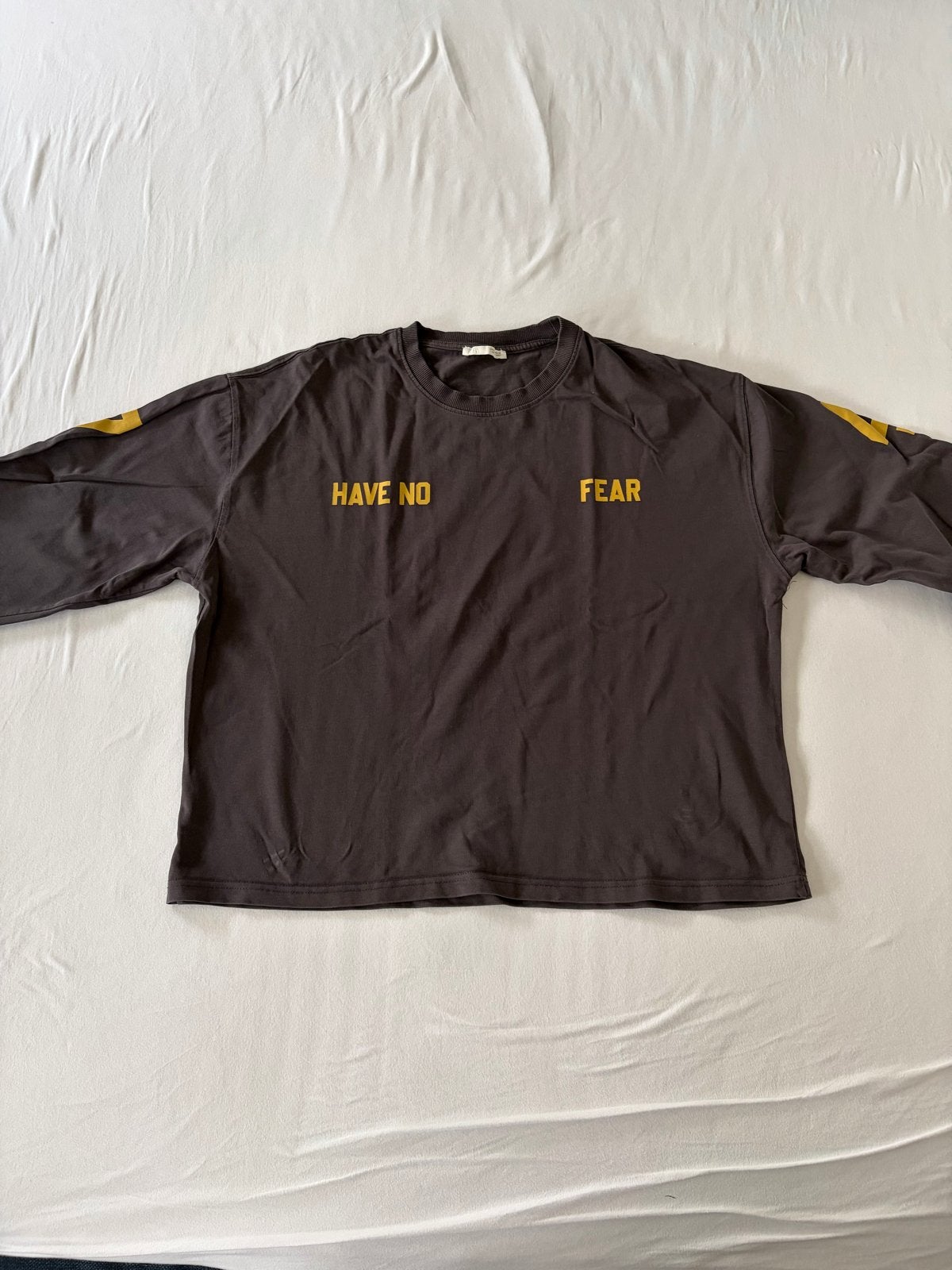 Zara longsleeve "Have No Fear" - Maat M, Kleding | Heren, Ophalen, Zo goed als nieuw, Maat 48/50 (M), Grijs
