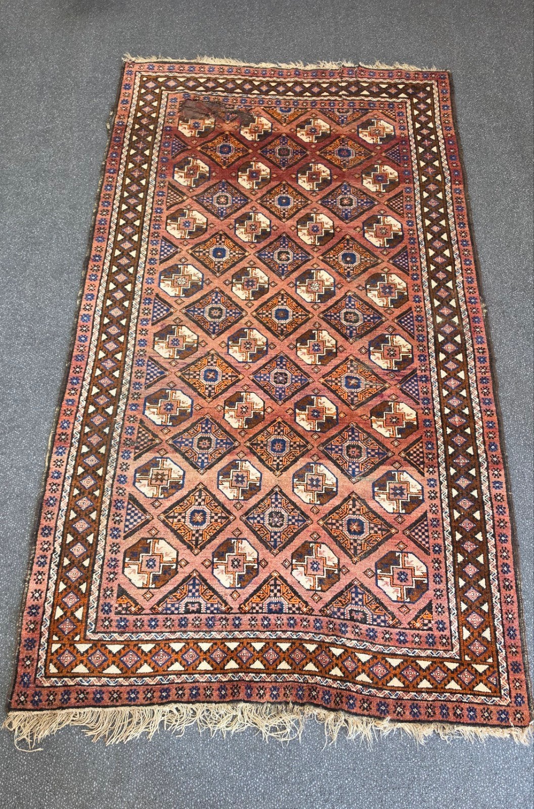 Handgeknoopt antiek wol Persia tapijt Gul design 140x250cm, Crème, Gebruikt, 100 tot 150 cm, 200 cm of meer