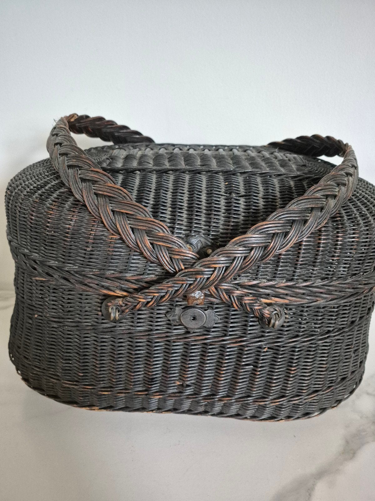 Antieke Wicker Picknickmand - Handgevlochten, Ophalen of Verzenden