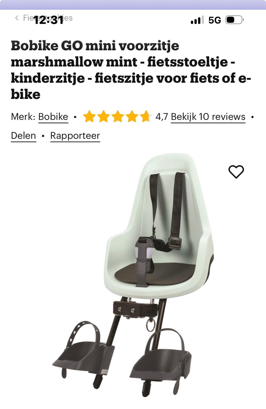 Bobike voorzitje, Fietsen en Brommers, Fietsaccessoires | Fietsstoeltjes, Ophalen, Gebruikt, Voetsteuntjes, Voorzitje