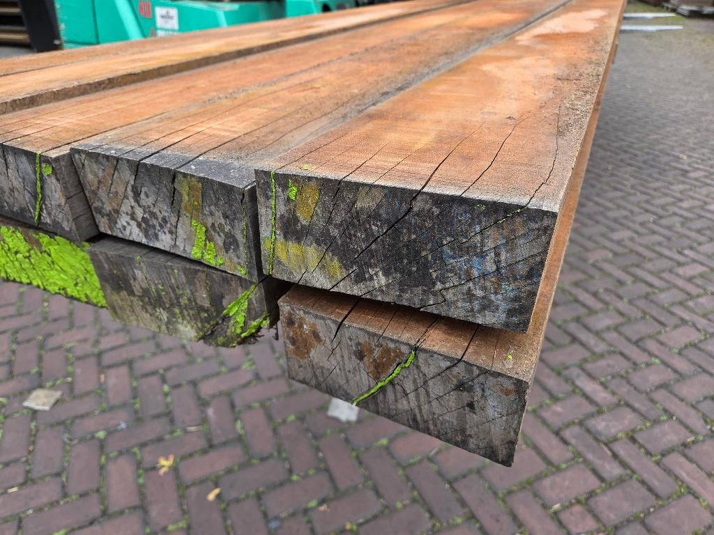 10 Hardhouten balken 7.5x17.0 cm / 6.20 m lang - nr: HB89, Ophalen, Nieuw, Hardhout, 250 cm of meer