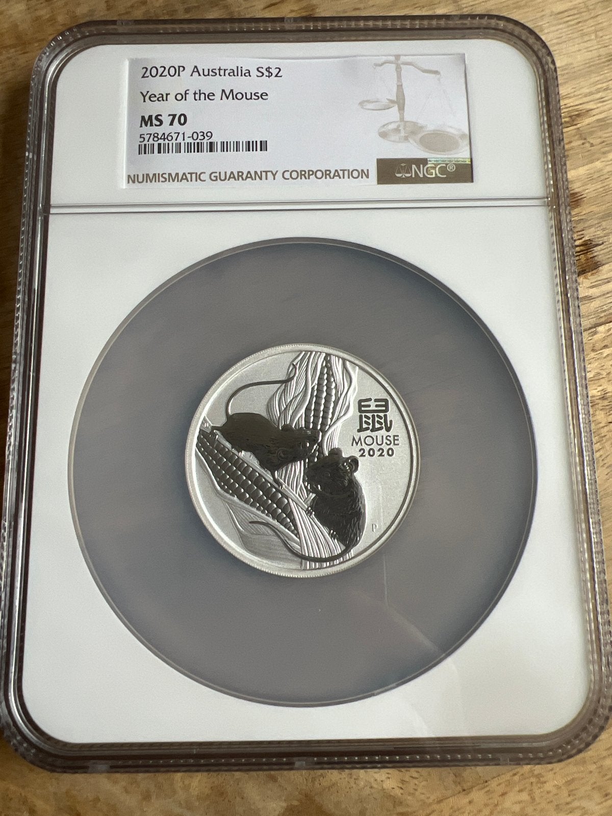 2020 lunar 3 Muis 2 oz Zilveren Munt NGC MS 70, Ophalen of Verzenden, Losse munt, Zilver