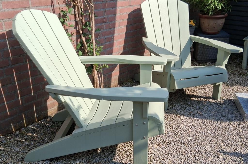 Set van 2 Adirondack stoelen - Lichtgroen, Ophalen, Gebruikt, Hout