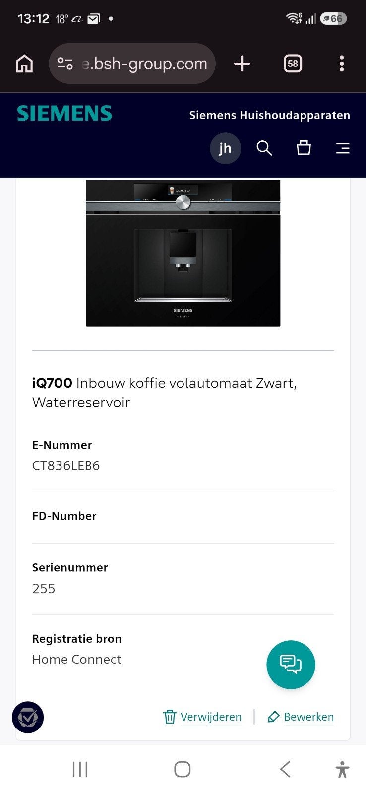 Siemens studioLine CT836LEB6/08 inbouw volautomatische koffi, Ophalen of Verzenden, Gebruikt