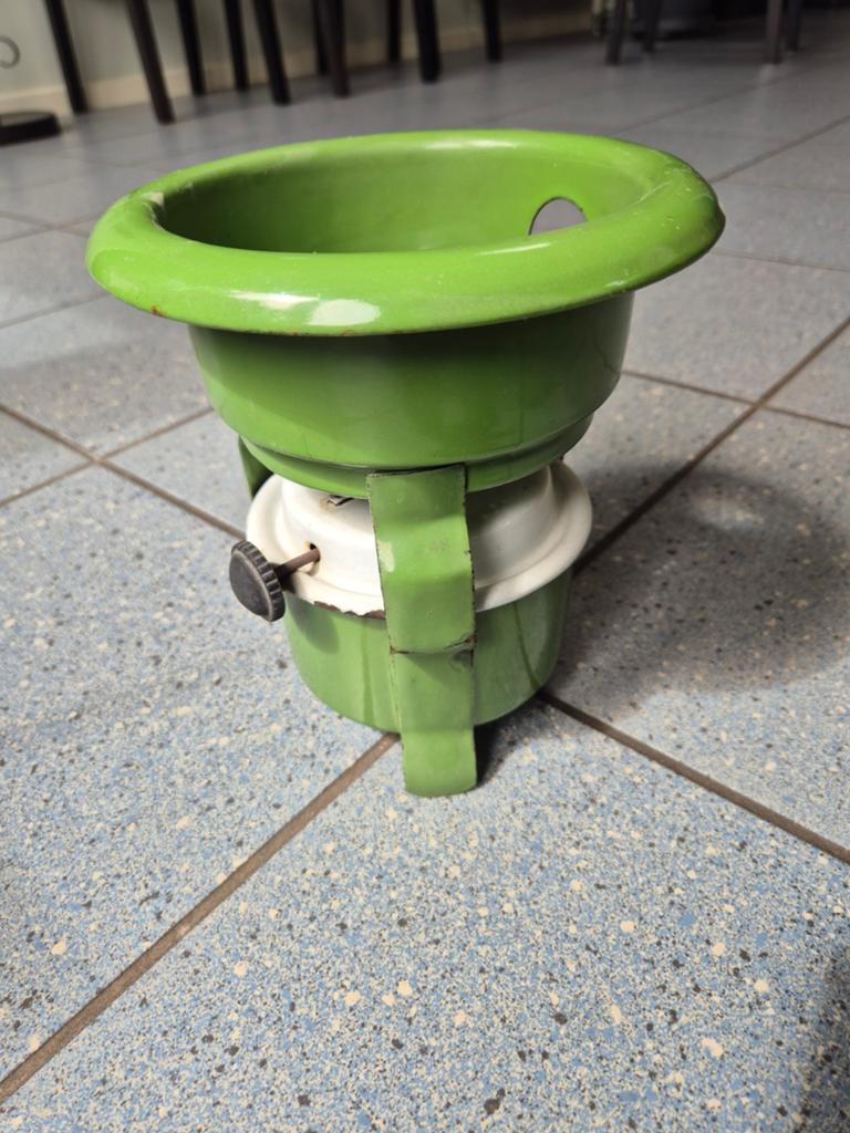 vintage petroleum kooktoestel groen emailen., Antiek en Kunst, Ophalen of Verzenden