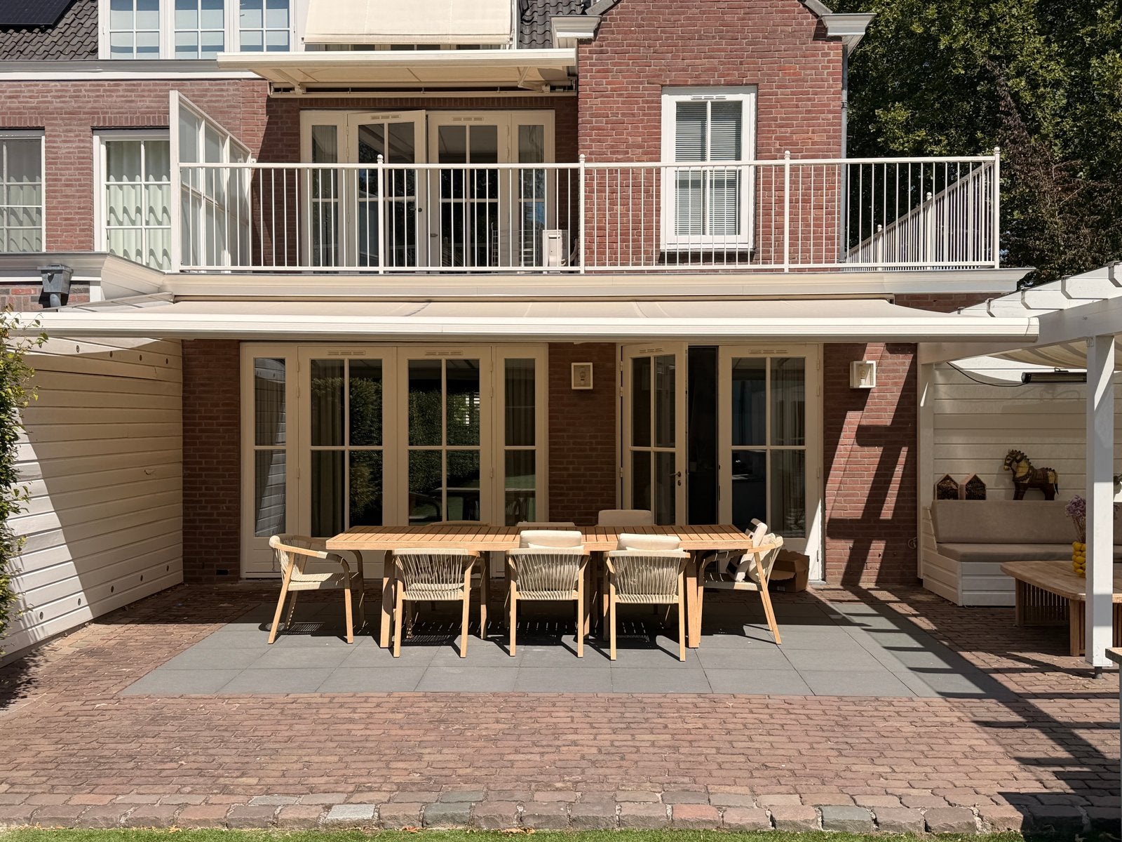 Elektrisch zonnescherm 6,70 x 3,5 meter, Tuin en Terras, Zonneschermen, Ophalen, Gebruikt, 450 cm of meer, Elektrisch