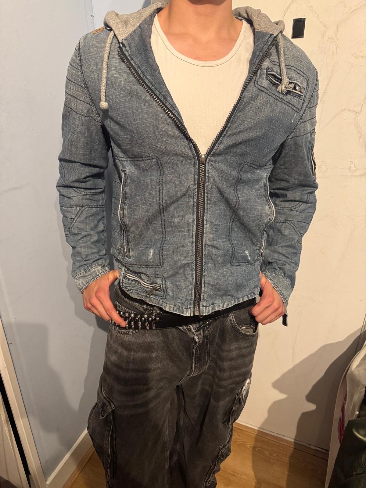 G-Star Raw Vintage Denim Jas met Capuchon - Maat XL, Kleding | Heren, Ophalen of Verzenden, Gedragen, Maat 56/58 (XL), Blauw