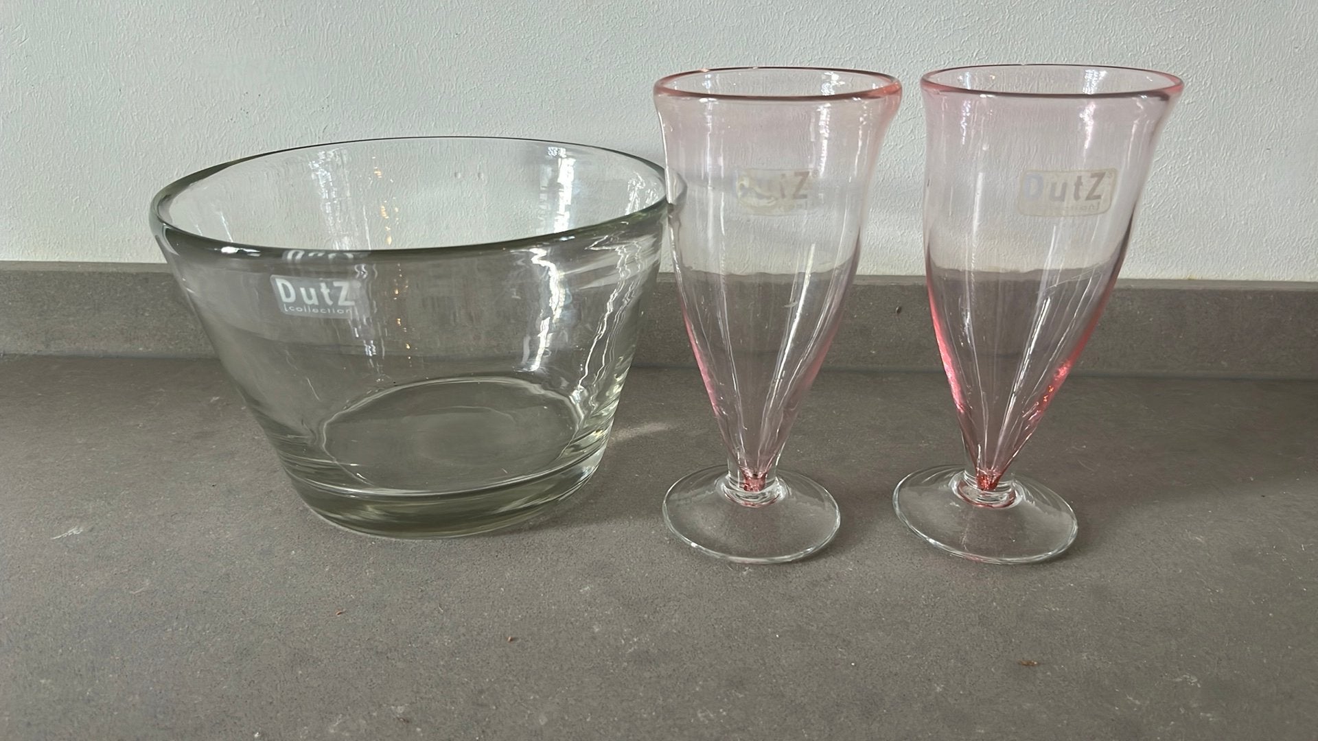 3x Dutz glas, Ophalen, Zo goed als nieuw, Roze, Glas