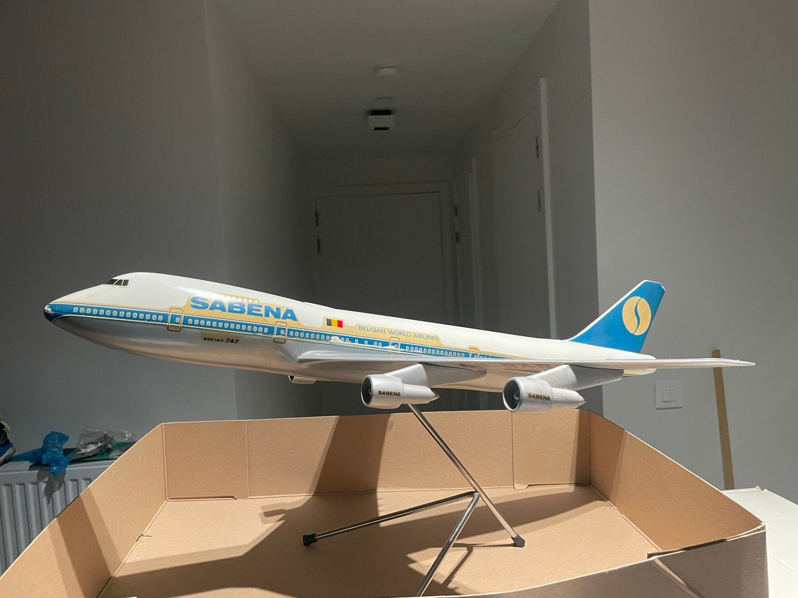 Sabena Boeing 747 schaalmodel Airplast Milano 1:100, 1:72 tot 1:144, Gebruikt, Vliegtuig, Ophalen