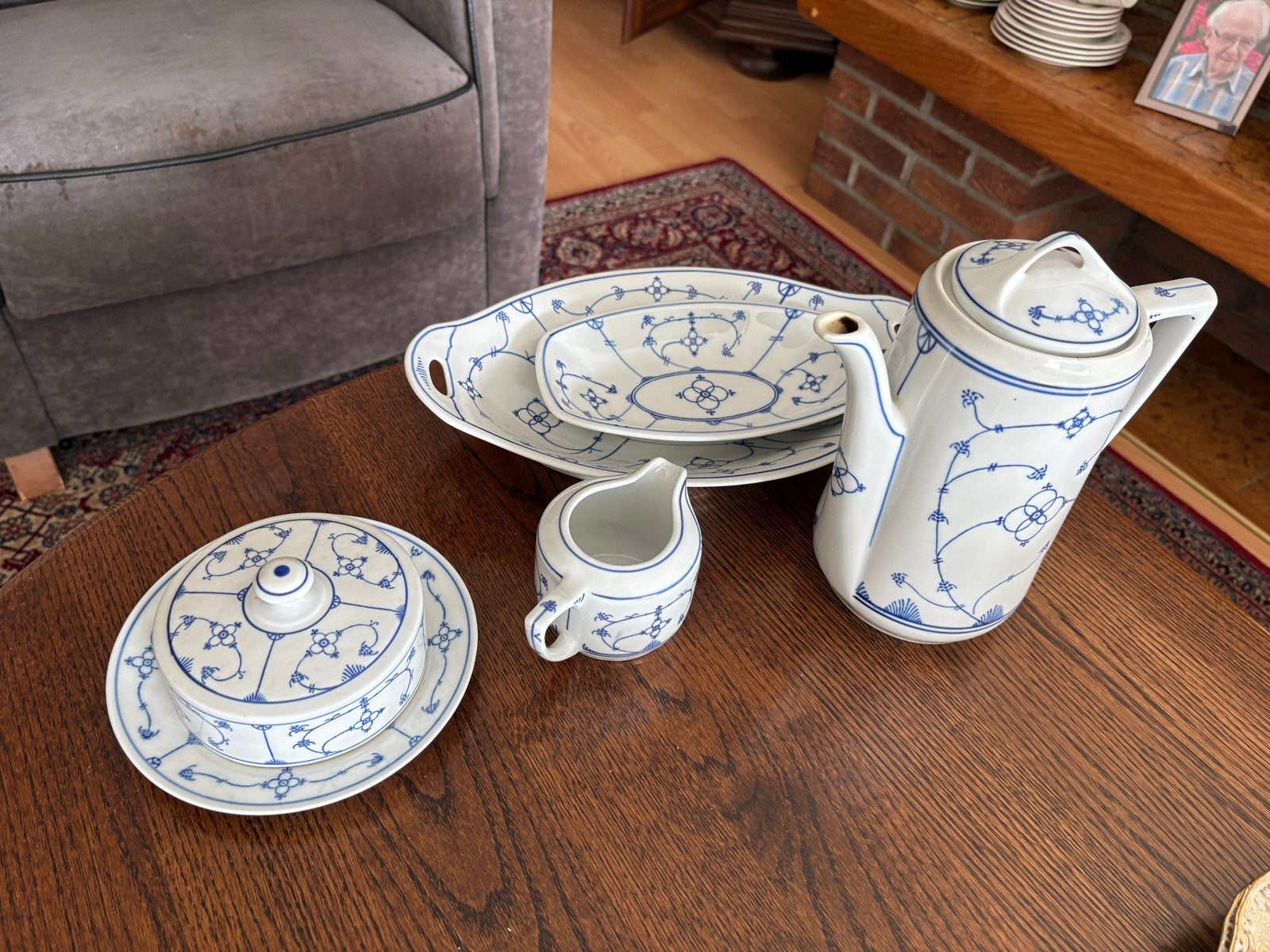 Jäger Eisenberg Thüringen Blau Saks servies, Antiek en Kunst, Ophalen