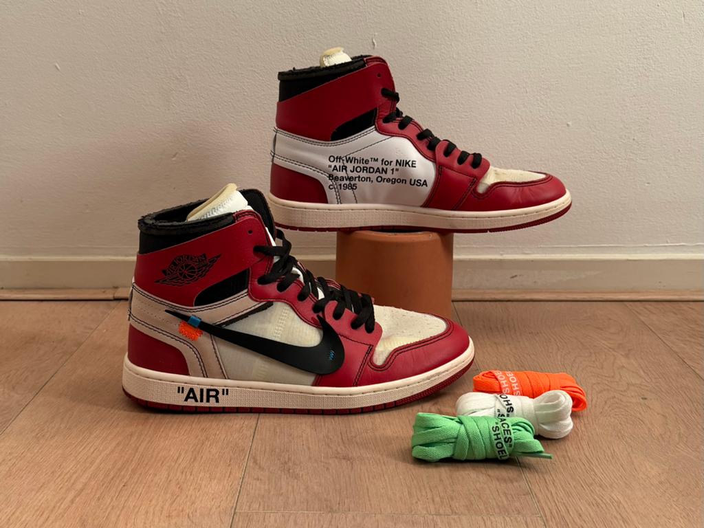 Nike Air Jordan 1 x Off-White Retro High "Chicago" Maat 45, Overige kleuren, Ophalen of Verzenden, Sneakers of Gympen, Gedragen