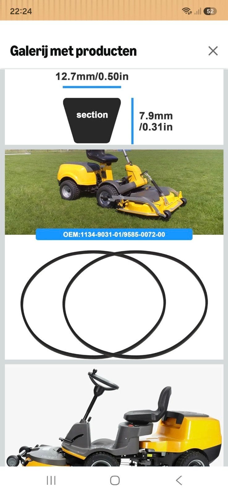 Aandrijfriem voor Stiga- OEM: 1134-9031-01/9585-0072-00, Ophalen, Nieuw, 50 cm of meer