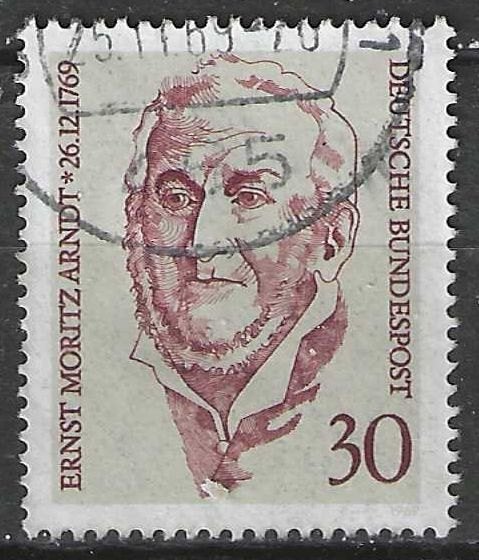 Duitsland Bundespost 1969 - Yvert 474 - Ernst Arndt (ST), Verzenden, BRD, Gestempeld