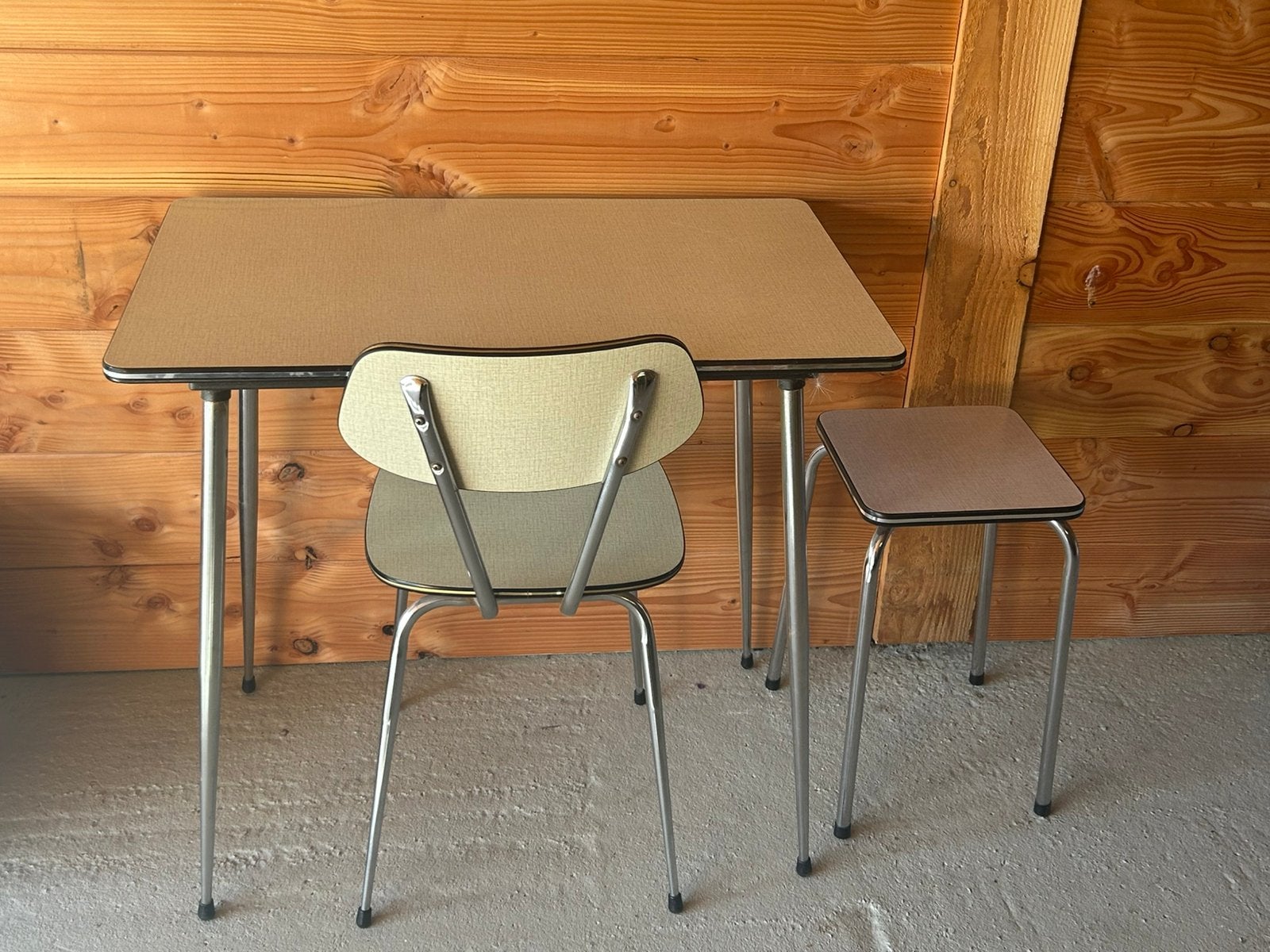 Vintage formica set, Ophalen, Gebruikt, Minder dan 4 stoelen