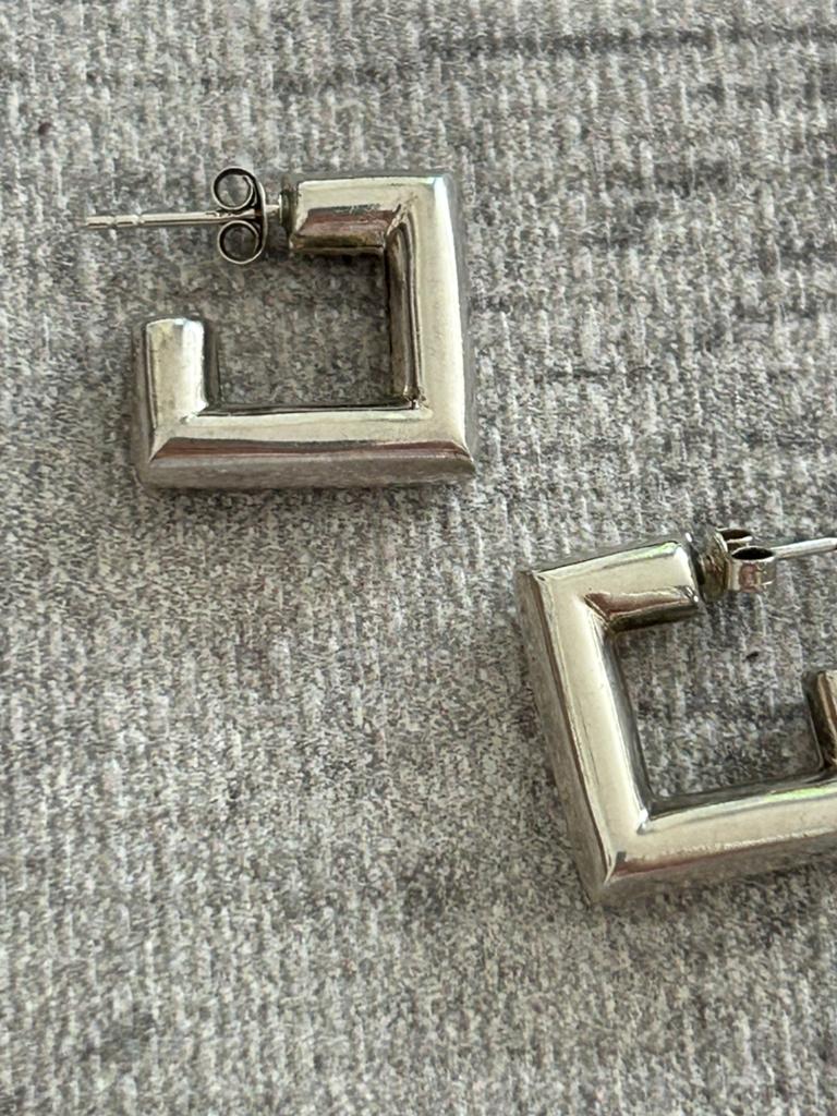 Zilveren oorbellen vierkant stekers, Ophalen of Verzenden, Zo goed als nieuw, Zilver