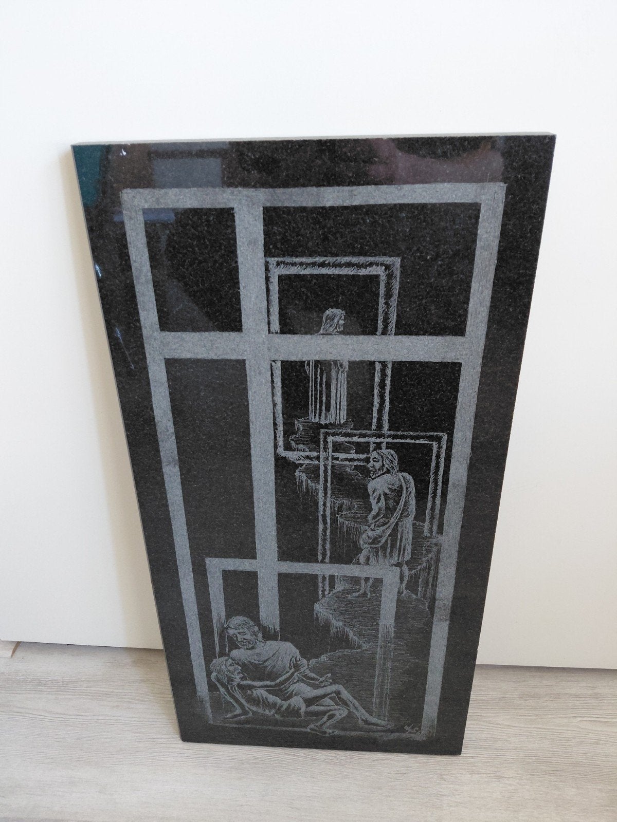 religieuze gravure op granieten steen/ tevens info gevraagd, Antiek en Kunst, Ophalen