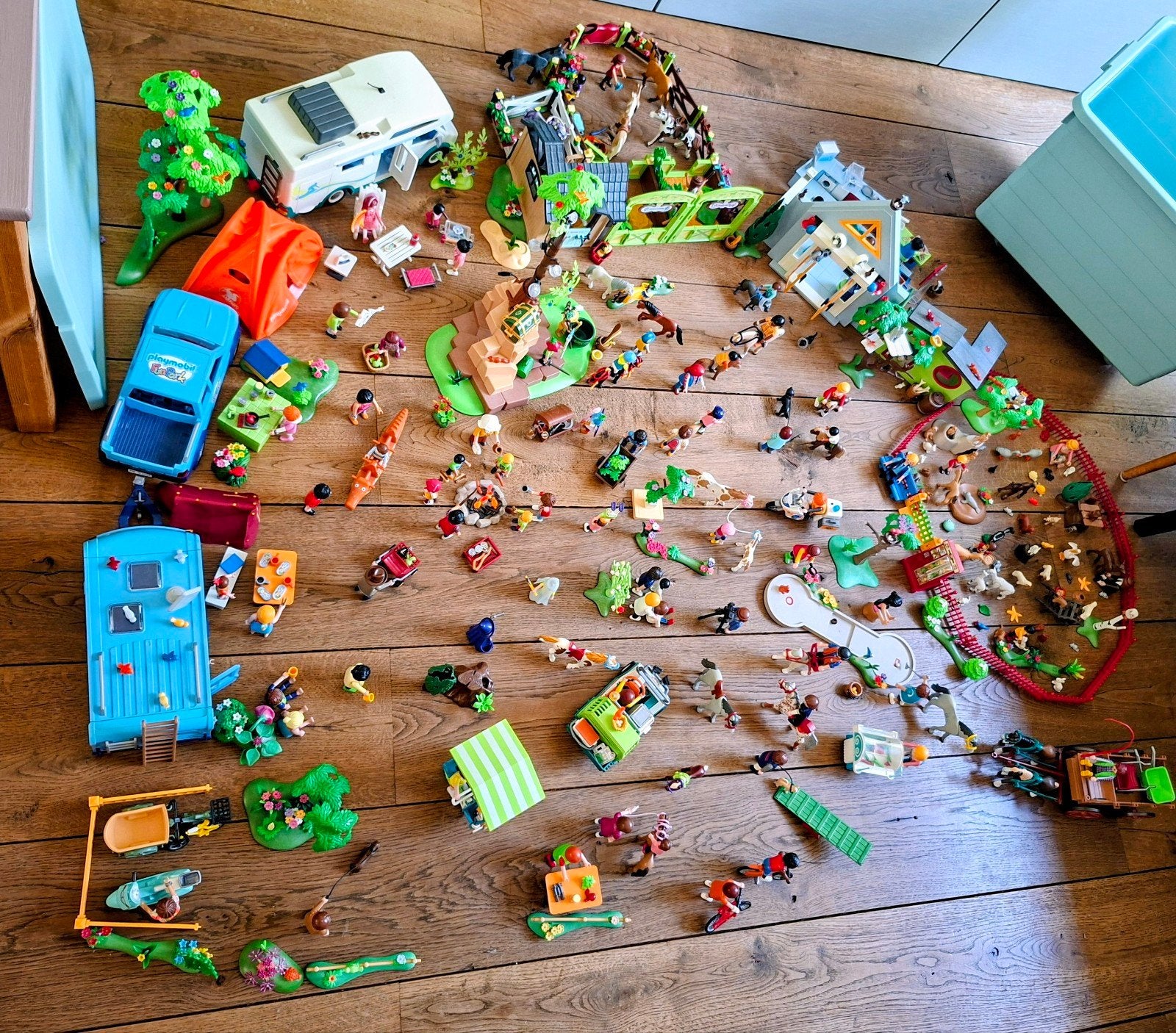 Playmobil groot pakket: bos, camping, kinderboerderij, Ophalen, Gebruikt, Complete set, Overige typen
