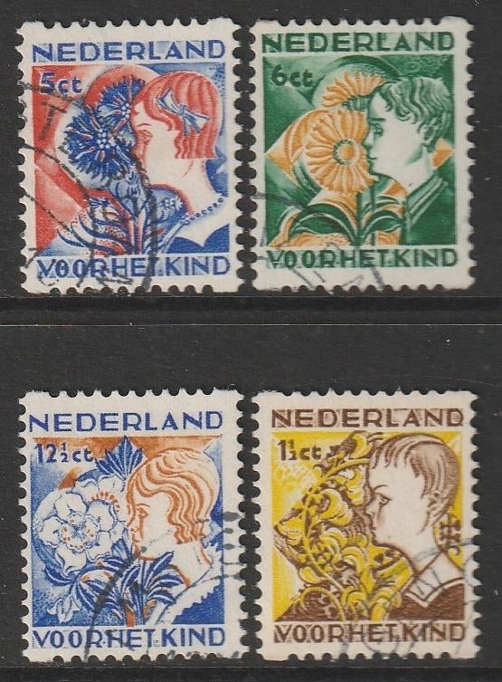 1932, Kinderzegels, Roltanding, NVPH 94/97, gestempeld, Verzenden, T/m 1940, Gestempeld