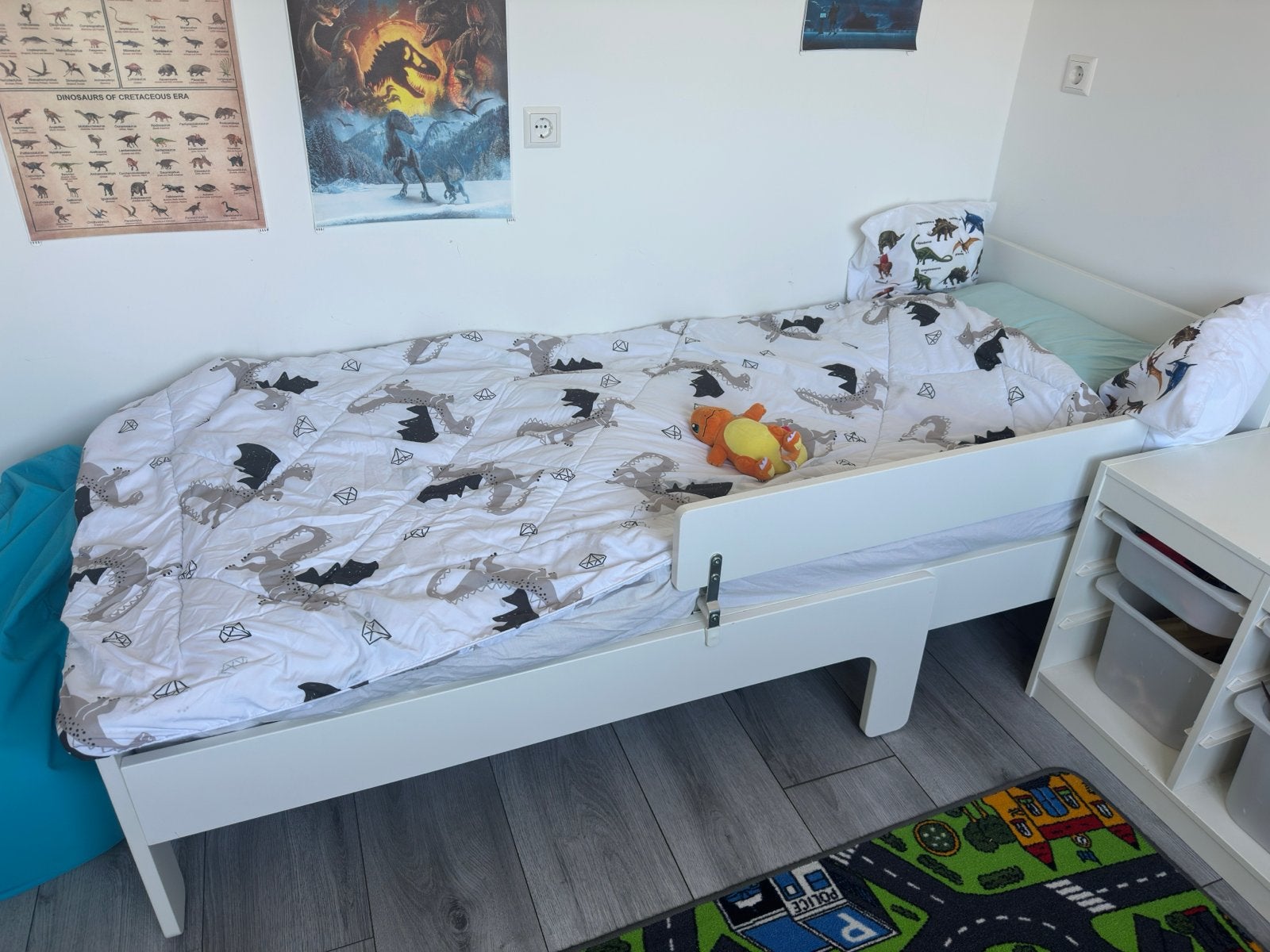 IKEA SLÄKT meegroeibed met matras, wit, 80x200 cm, Kinderen en Baby's, Kinderkamer | Bedden, Ophalen, 70 tot 85 cm, Zo goed als nieuw