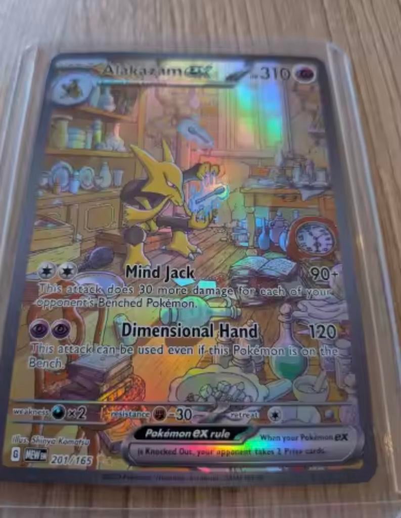 Alakazam ex 201/165 Full Art Pokémon kaart Obsidian Flames, Ophalen, Zo goed als nieuw, Losse kaart, Foil