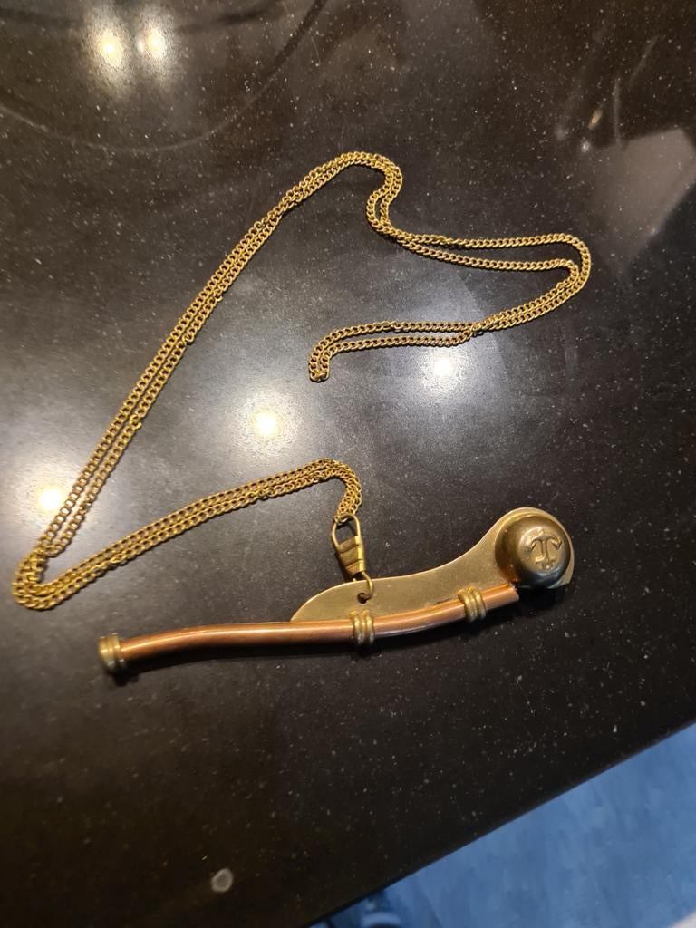 Vintage Koperen Scheepstoeter met Anker en Ketting, Ophalen of Verzenden