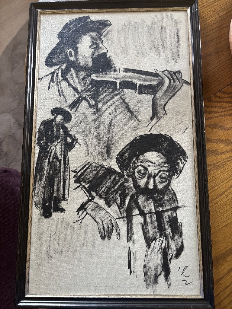 Joodse violisten - houtskool schilderij, Ophalen