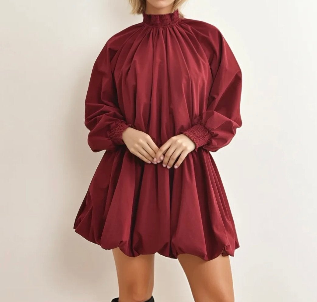 FEELKOO jurk met ballonrokje bordeaux mt S, M en L, Kleding | Dames, Overige kleuren, -, Parijs, Nieuw