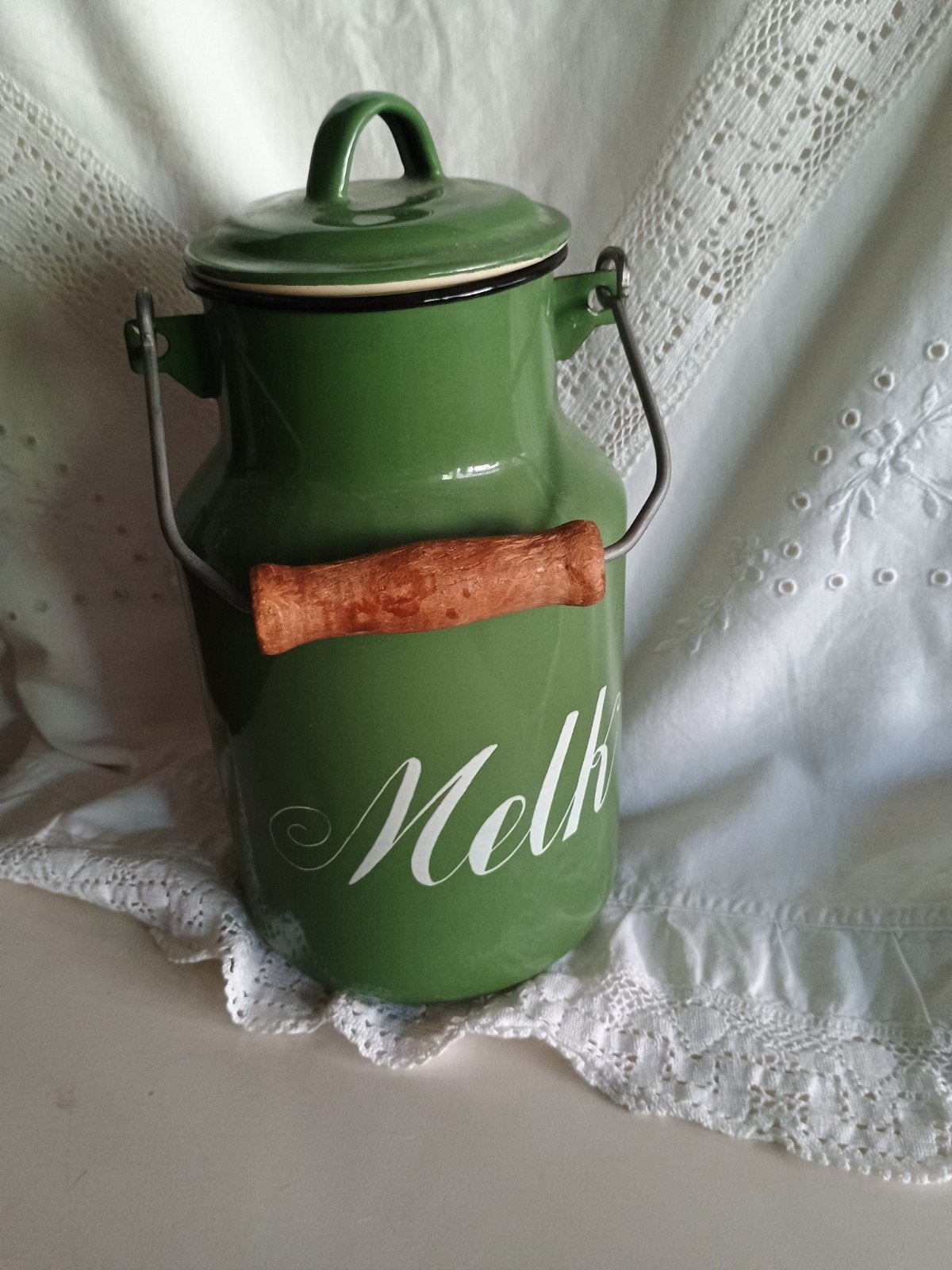 Groen emaille melkbus, Ophalen of Verzenden