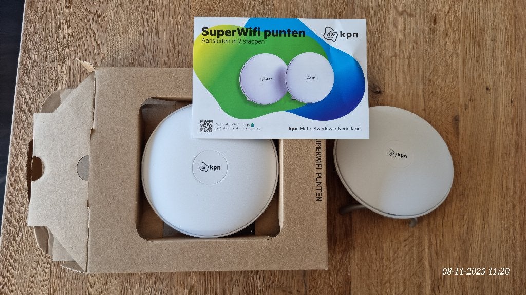 KPN SuperWifi punten 2.0, twee stuks compleet in doos, Computers en Software, WiFi-versterkers, Ophalen of Verzenden, Zo goed als nieuw