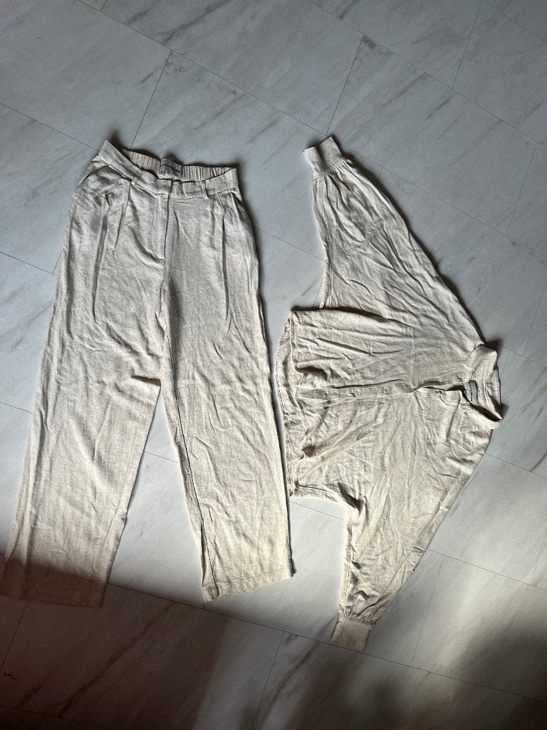 Moost Wanted Linnen pak maat L, Kostuum of Pak, Beige, Maat 42/44 (L), Ophalen of Verzenden