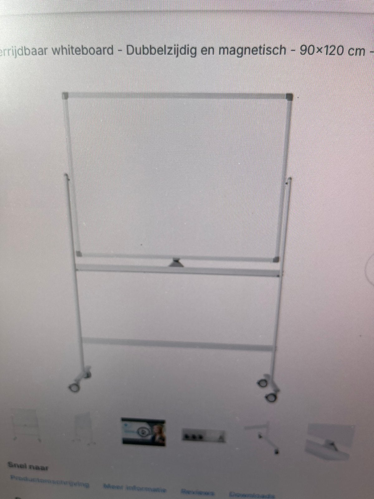 Schoolbord/ whiteboard / kantelbord 120 breed verrijdbaar, Ophalen, Gebruikt, Mobiel, Geen
