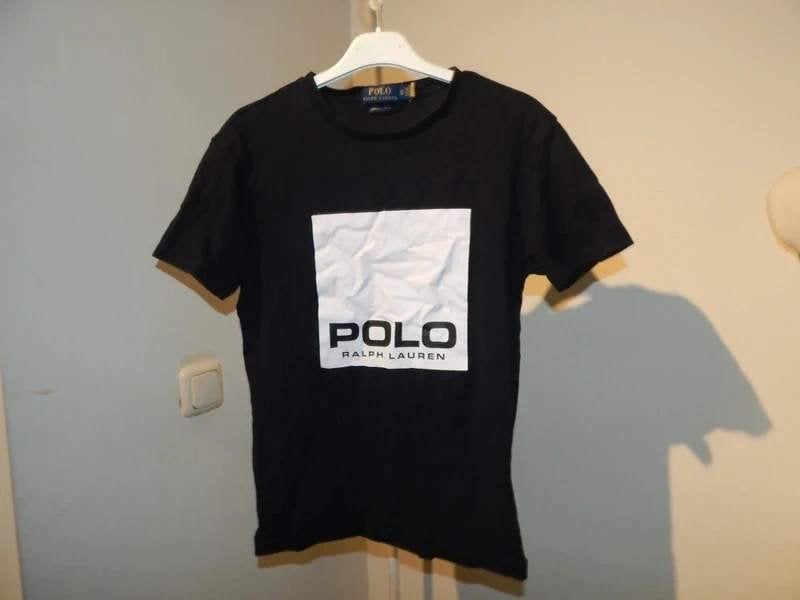 Ralph Lauren polo sport shirt zwart witte merk druk 14Y