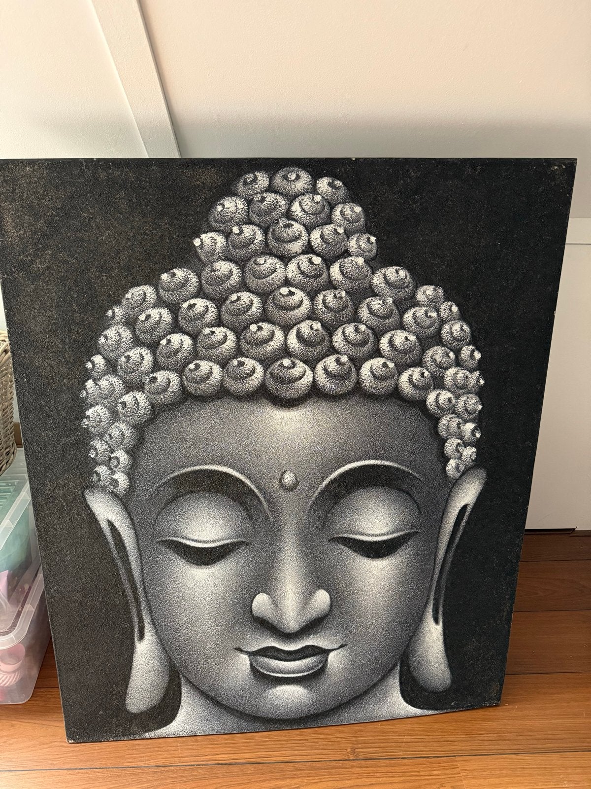 Boeddha schilderij uit Bali - 100x120 cm, Ophalen, Zwart, Indonesië, Geschilderd