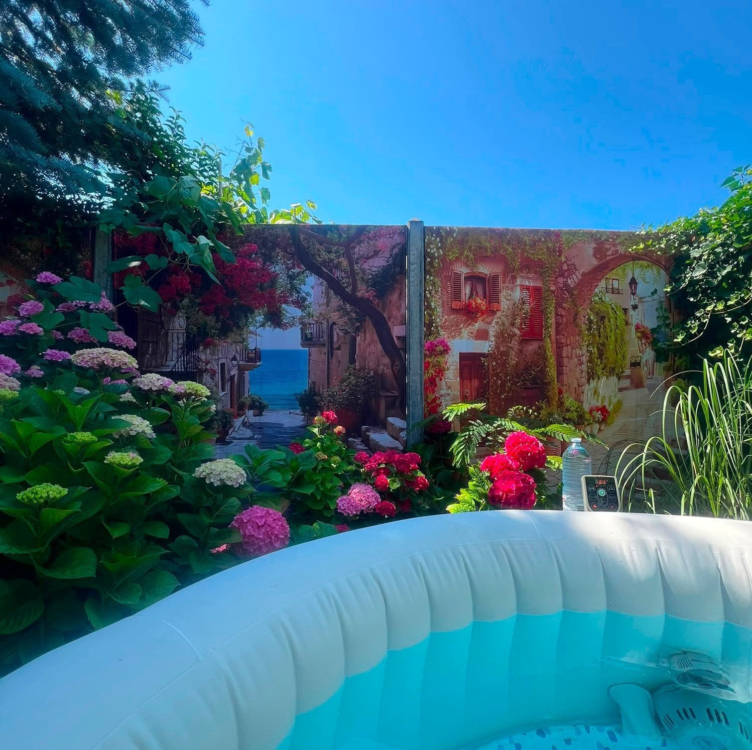 Tuinposters Waterval en Groen 180x180 cm, Tuin en Terras, Tuinwanddecoratie, Verzenden, Nieuw