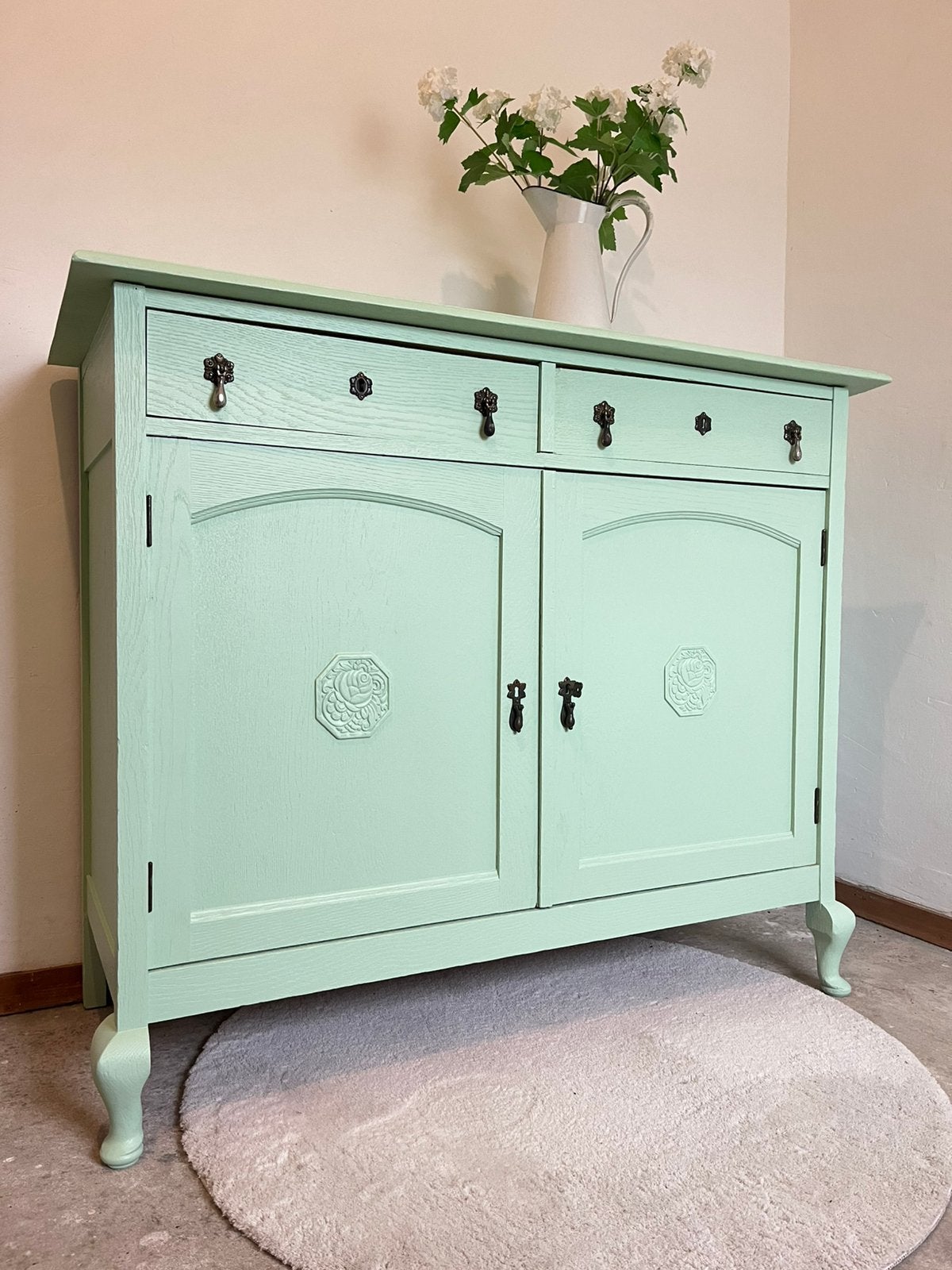 Vintage commode brocante kast gerestyled dressoir  groen, Ophalen, Gebruikt, 50 tot 70 cm, 100 cm of meer
