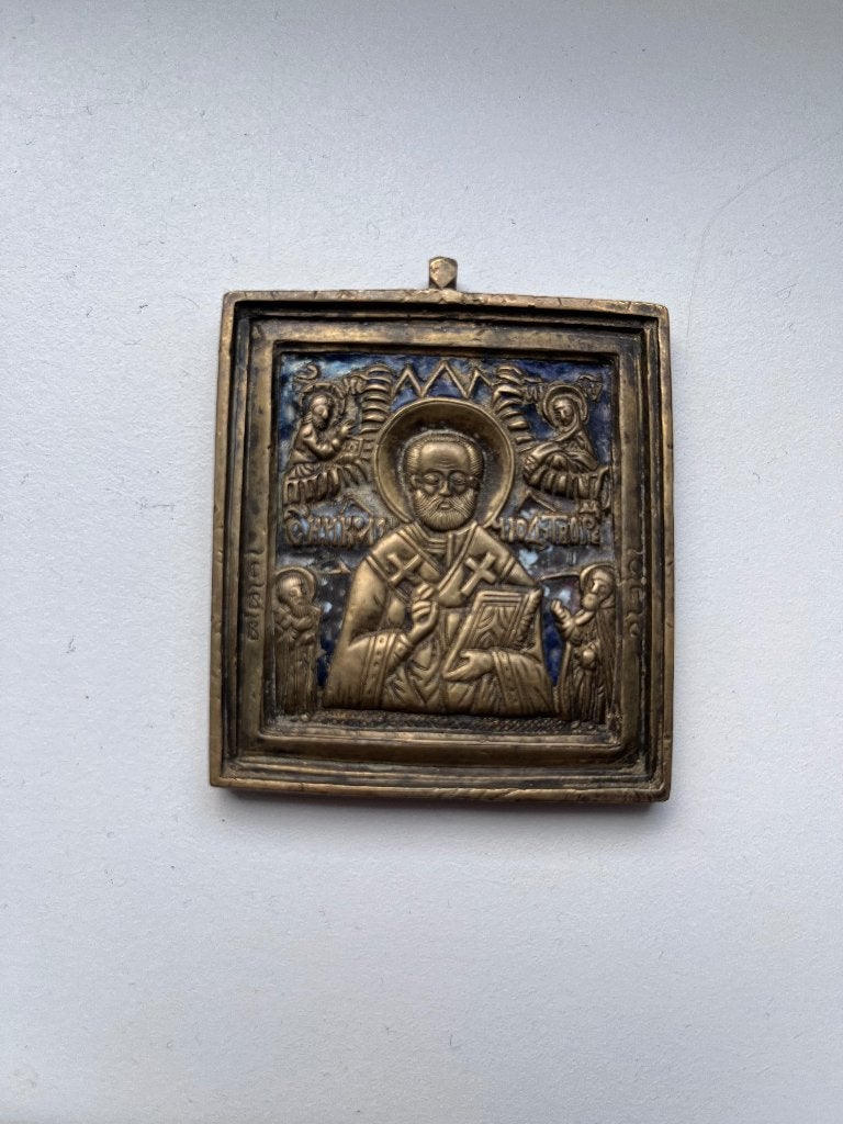 Antiek Russisch reisicoon Heilige Nicolaas, Ophalen of Verzenden