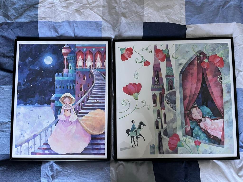 2x Ingelijste kunstprints voor kinderkamer, Ophalen, Zo goed als nieuw