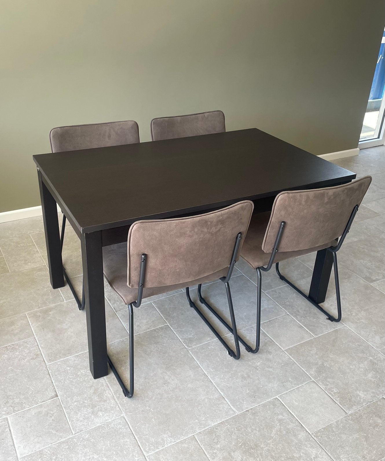 Eettafel set uitschuifbaar, Ophalen, 100 tot 150 cm, Eikenhout, 50 tot 100 cm